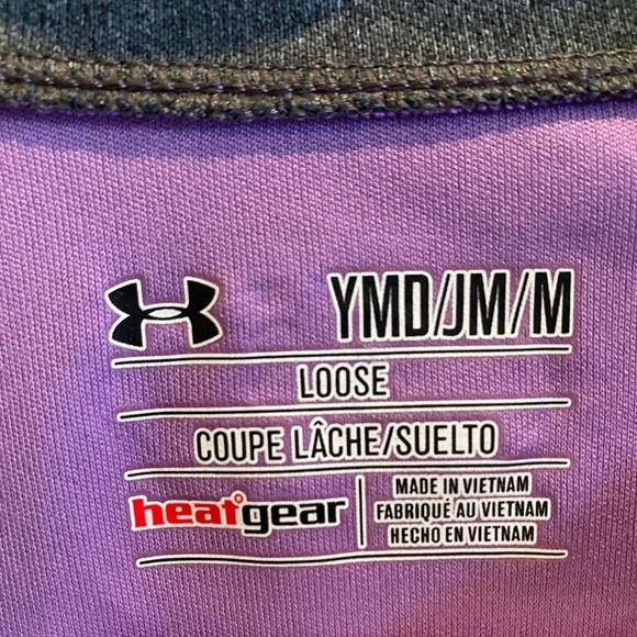 UNDER ARMOUR EUC GIRLS PURPLE SHIRT TOP ATHLETIC CASUAL SUMMER SIZE YMD MEDIUM - Picture 2 of 2